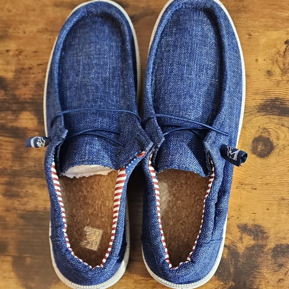 Men's Blue Casual Linen Breathable SlipOn Shoes Comforable Lightweight Versatile